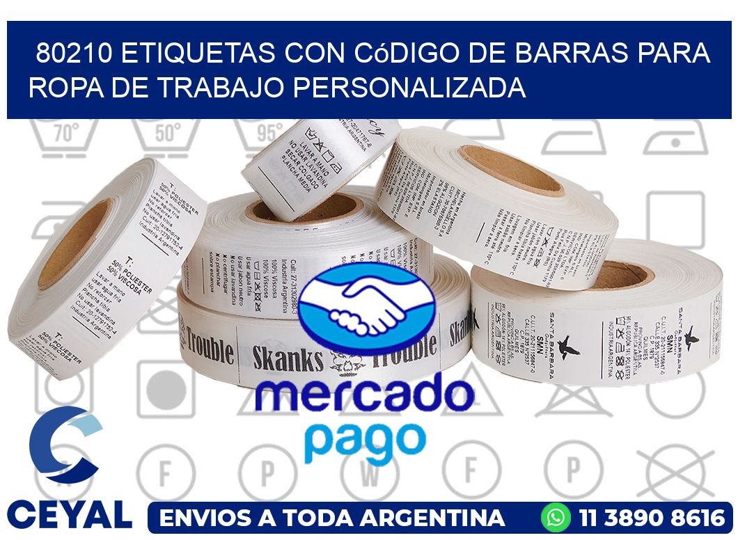 80210 Etiquetas con código de barras para ropa de trabajo personalizada