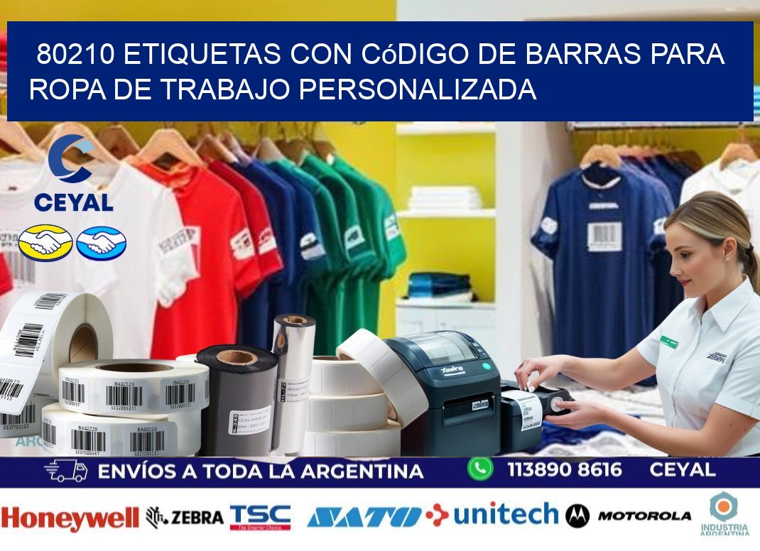 80210 Etiquetas con código de barras para ropa de trabajo personalizada