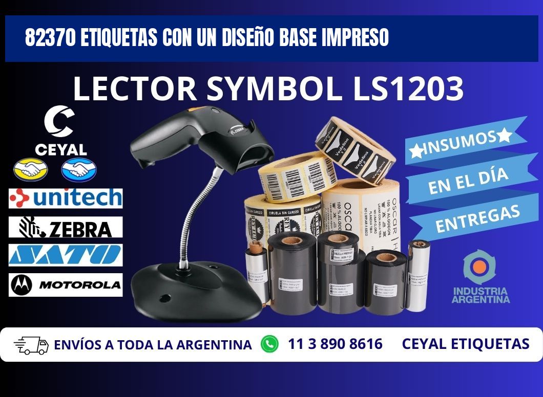 82370 etiquetas con un diseño base impreso