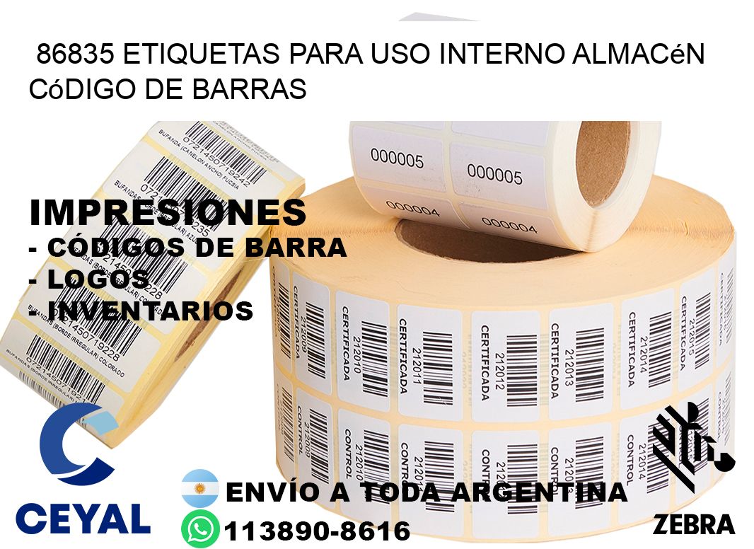 86835 etiquetas para uso interno almacén código de barras