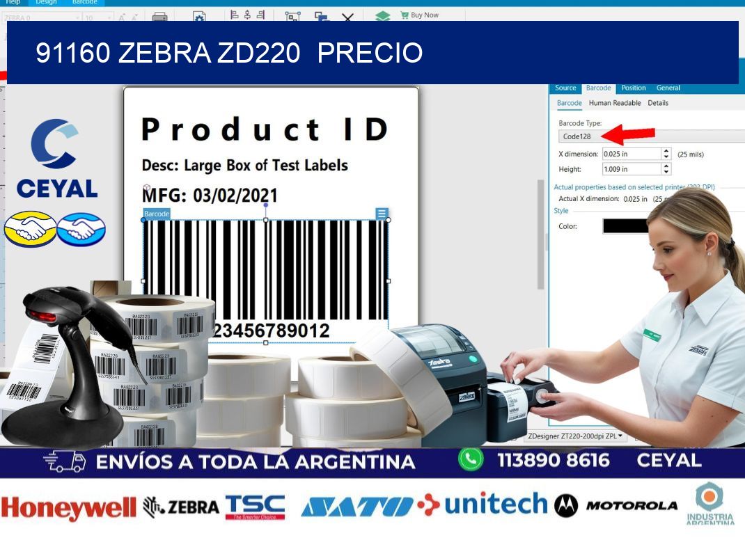 91160 Zebra ZD220 precio