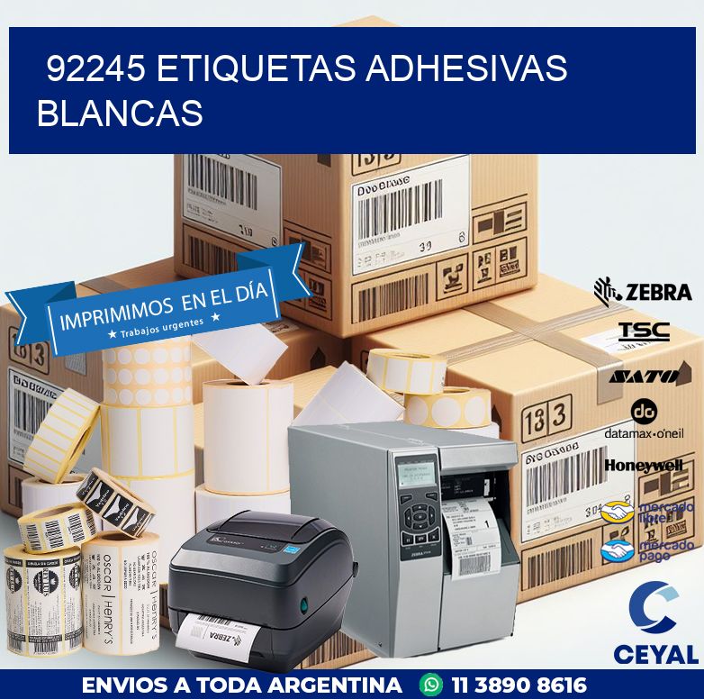 92245 etiquetas adhesivas blancas