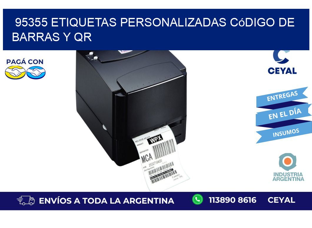 95355 etiquetas personalizadas código de barras y QR