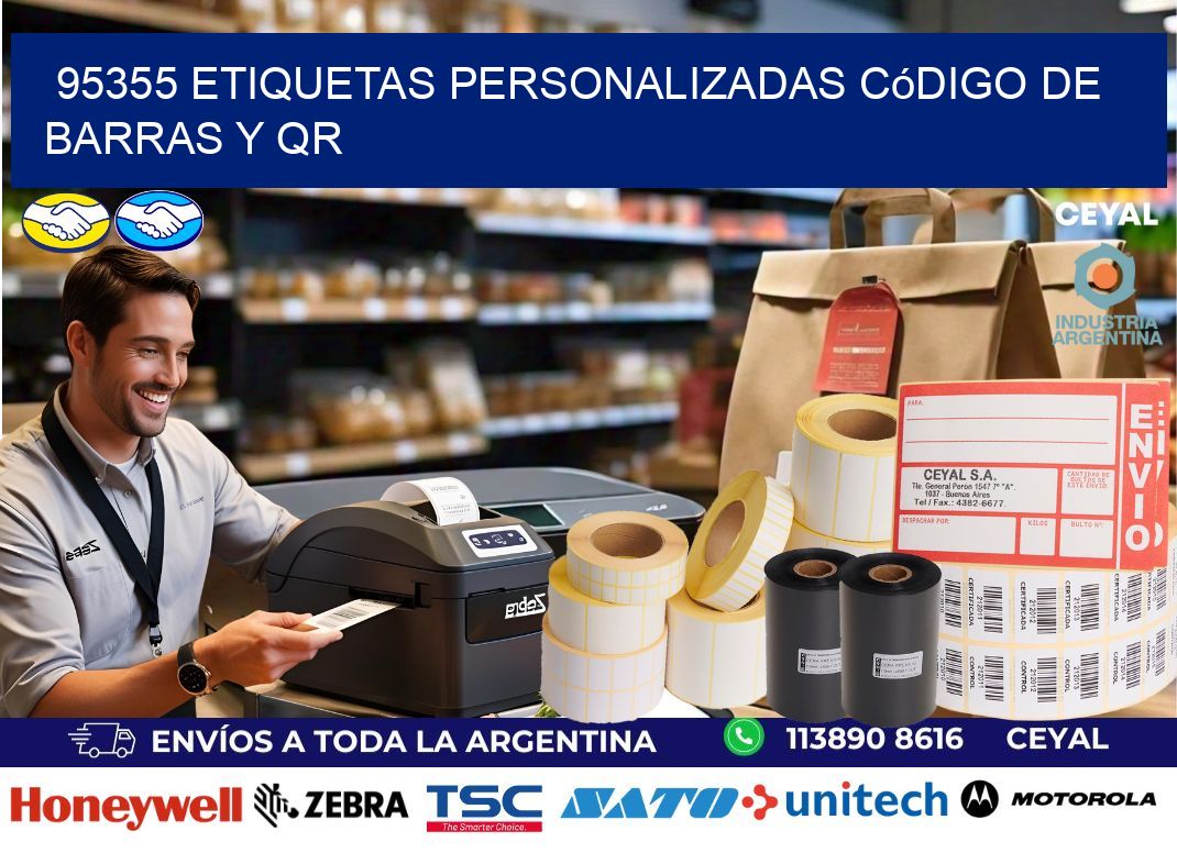 95355 etiquetas personalizadas código de barras y QR