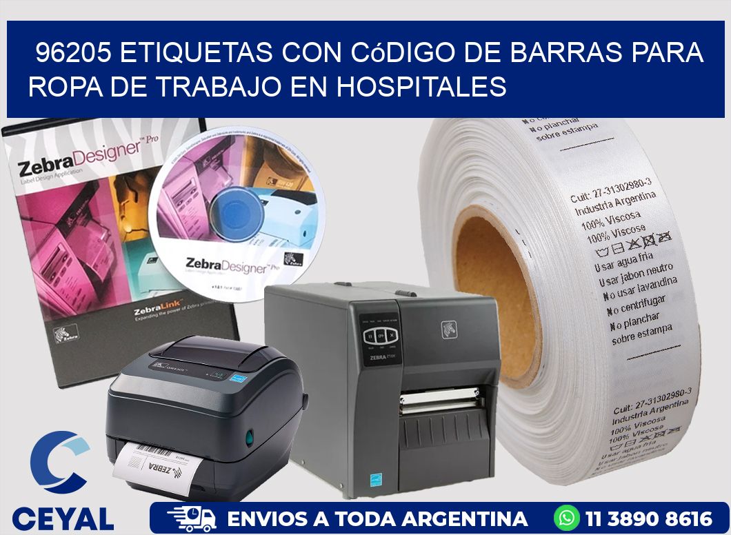 96205 Etiquetas con código de barras para ropa de trabajo en hospitales