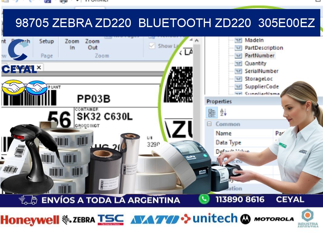 98705 Zebra ZD220  Bluetooth ZD220  305E00EZ