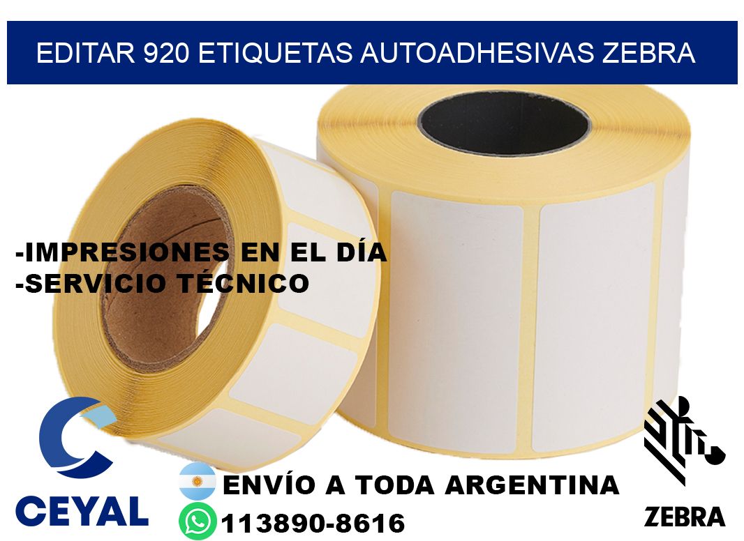 EDITAR 920 ETIQUETAS AUTOADHESIVAS ZEBRA