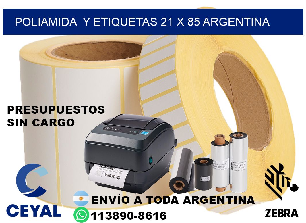 Poliamida  y etiquetas 21 x 85 argentina