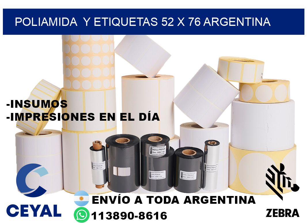 Poliamida  y etiquetas 52 x 76 argentina