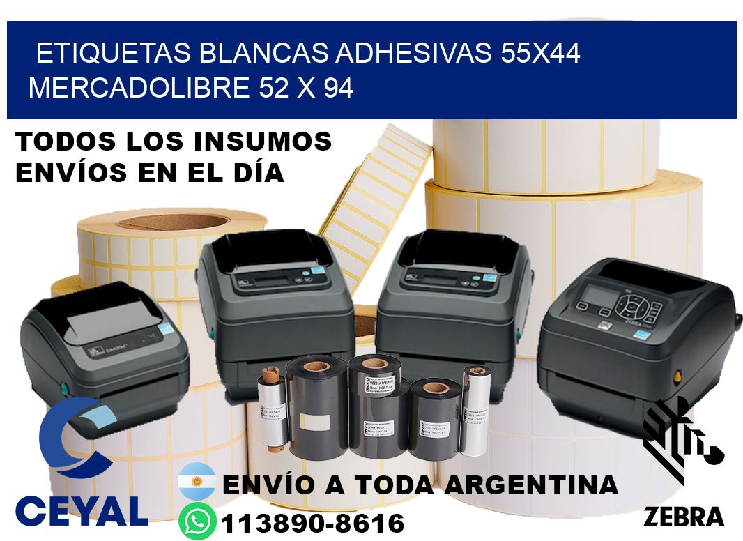 etiquetas blancas adhesivas 55x44 mercadolibre 52 x 94