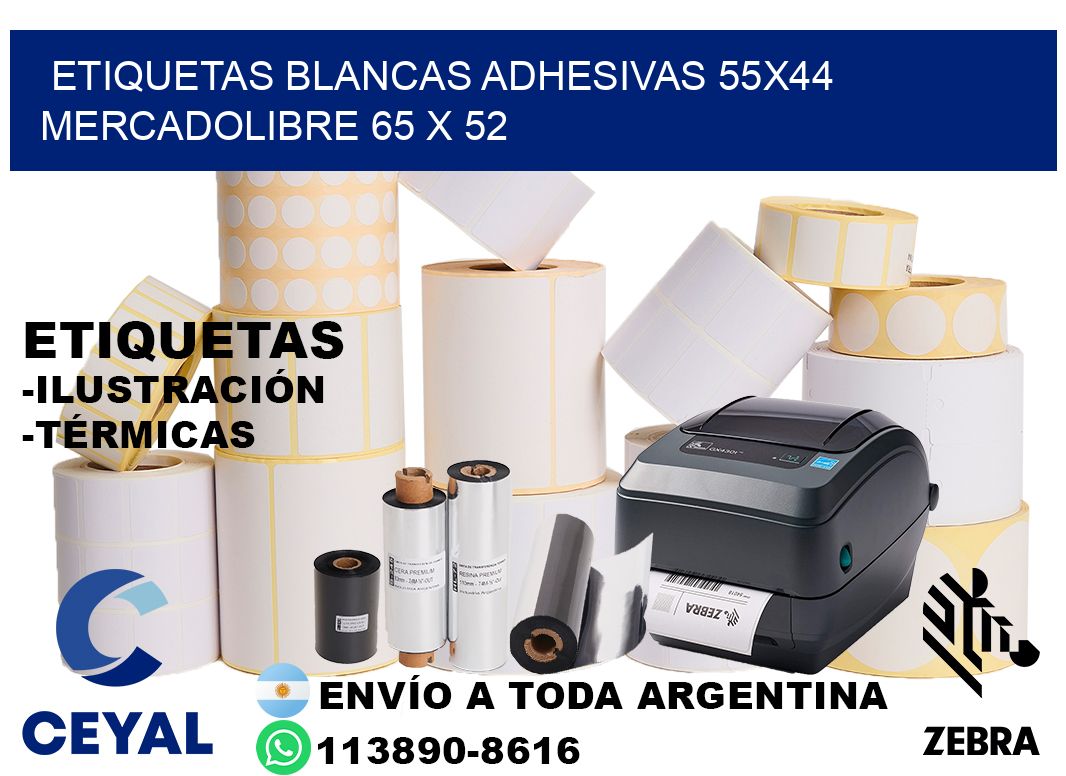 etiquetas blancas adhesivas 55x44 mercadolibre 65 x 52