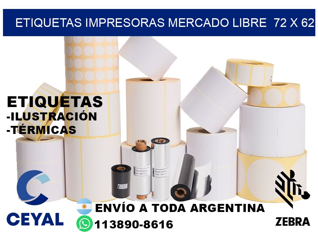 etiquetas impresoras mercado libre  72 x 62