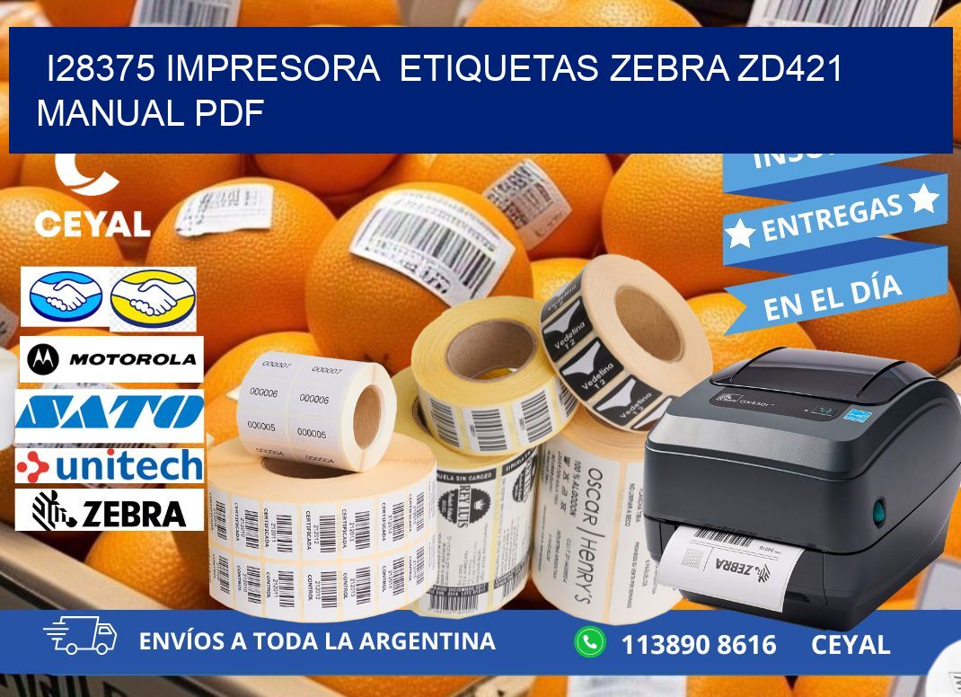 i28375 impresora etiquetas Zebra ZD421 manual PDF