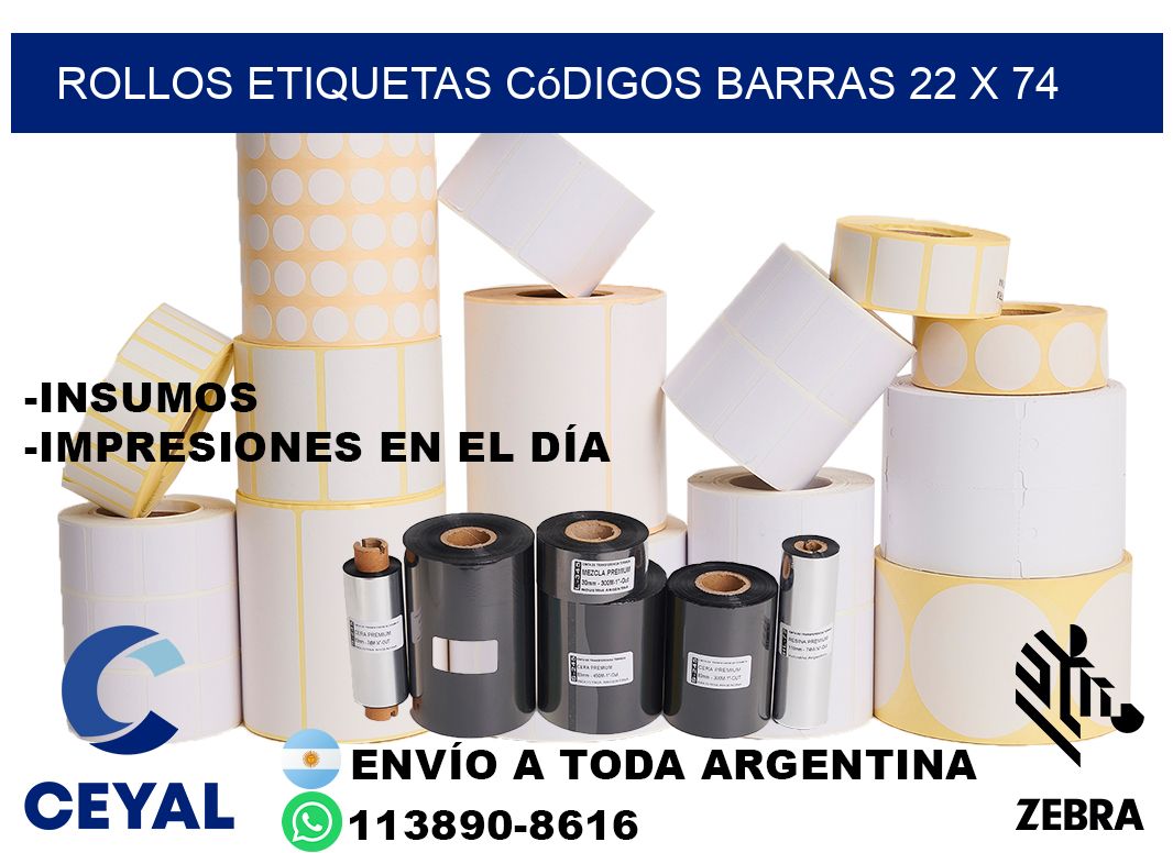 rollos etiquetas códigos barras 22 x 74