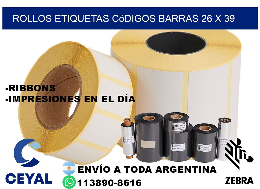 rollos etiquetas códigos barras 26 x 39