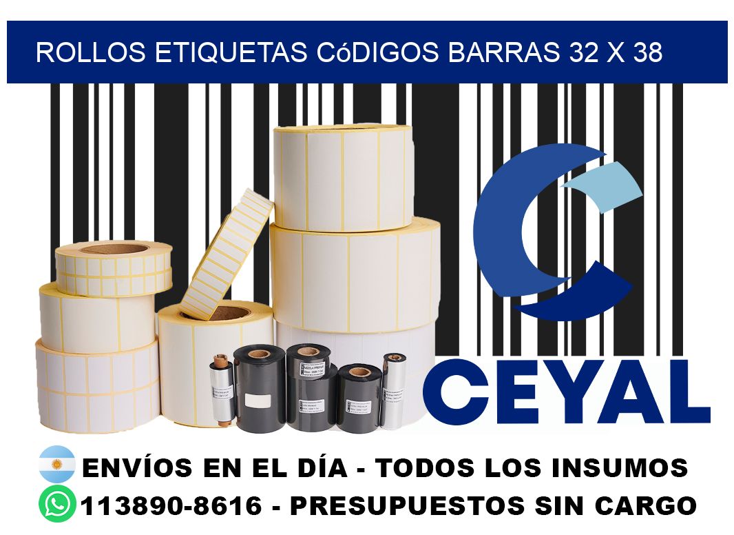 rollos etiquetas códigos barras 32 x 38