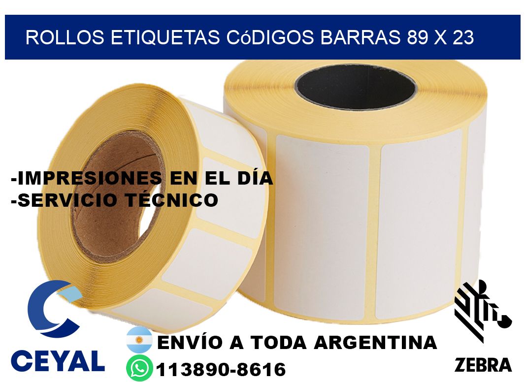 rollos etiquetas códigos barras 89 x 23