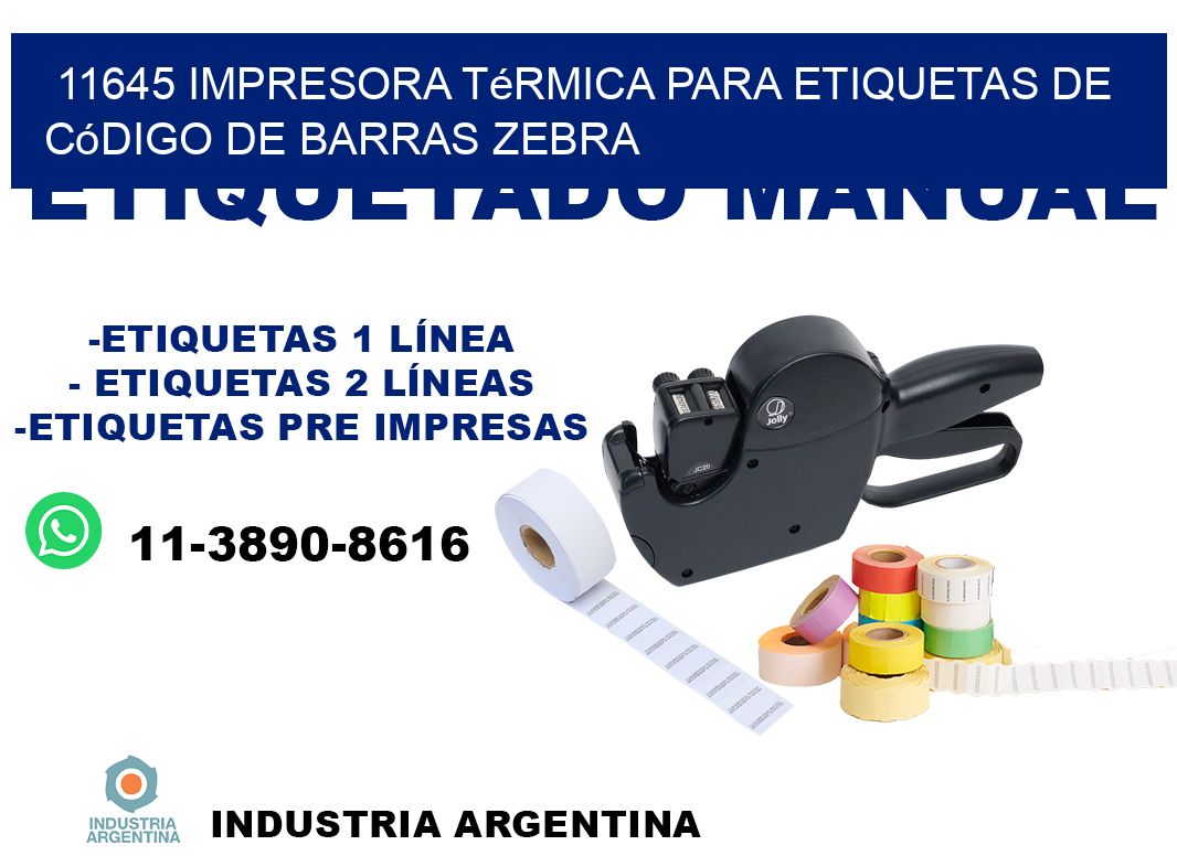 11645 impresora térmica para etiquetas de código de barras Zebra