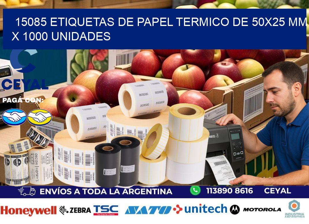 15085 Etiquetas De Papel Termico De 50×25 Mm X 1000 Unidades