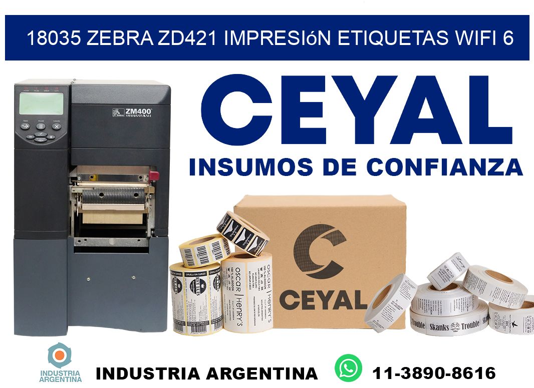 18035 Zebra ZD421 impresión etiquetas WiFi 6