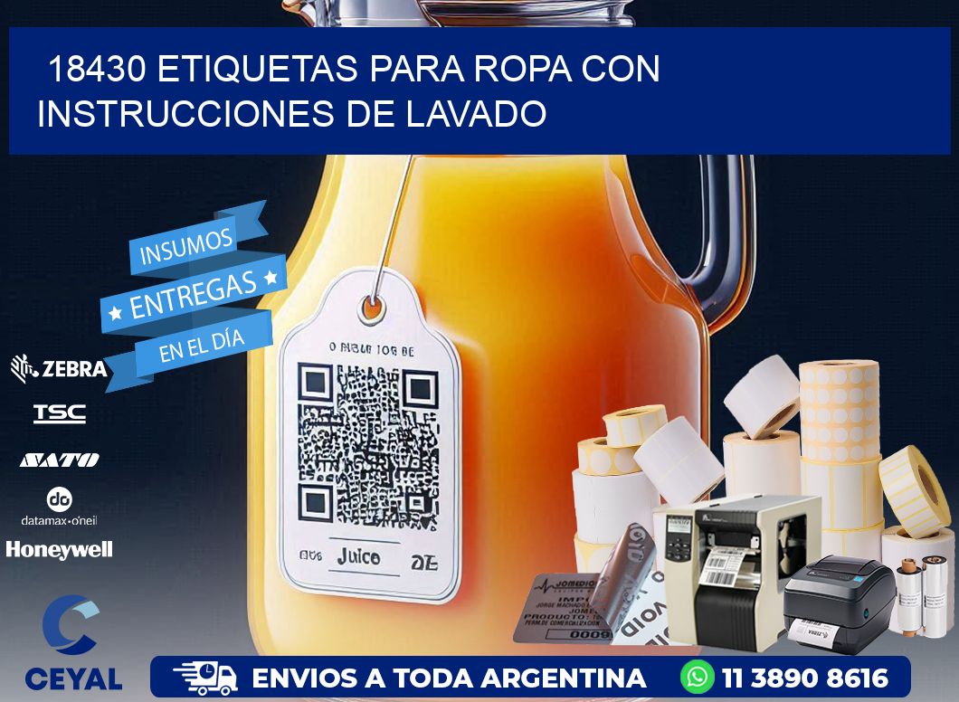 18430 etiquetas para ropa con instrucciones de lavado