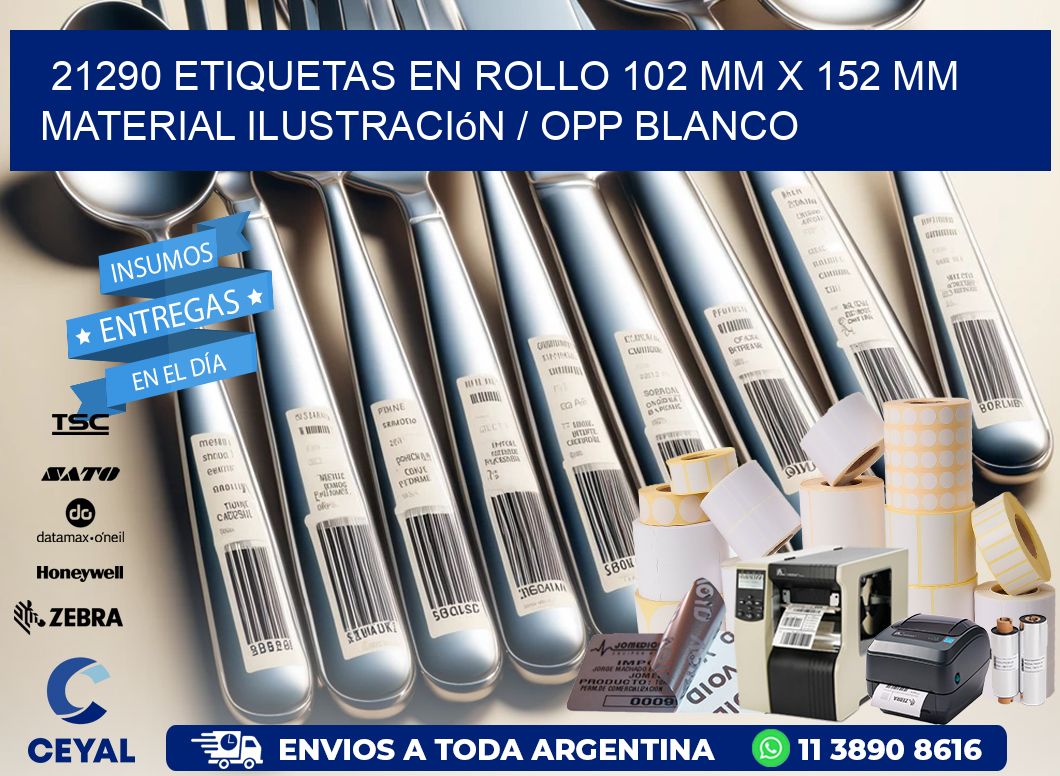 21290 Etiquetas en rollo 102 mm x 152 mm material Ilustración / OPP Blanco