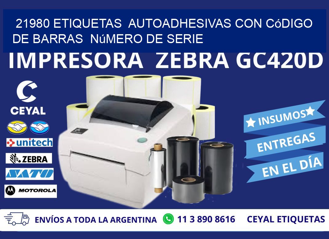 21980 etiquetas  autoadhesivas con código de barras  número de serie