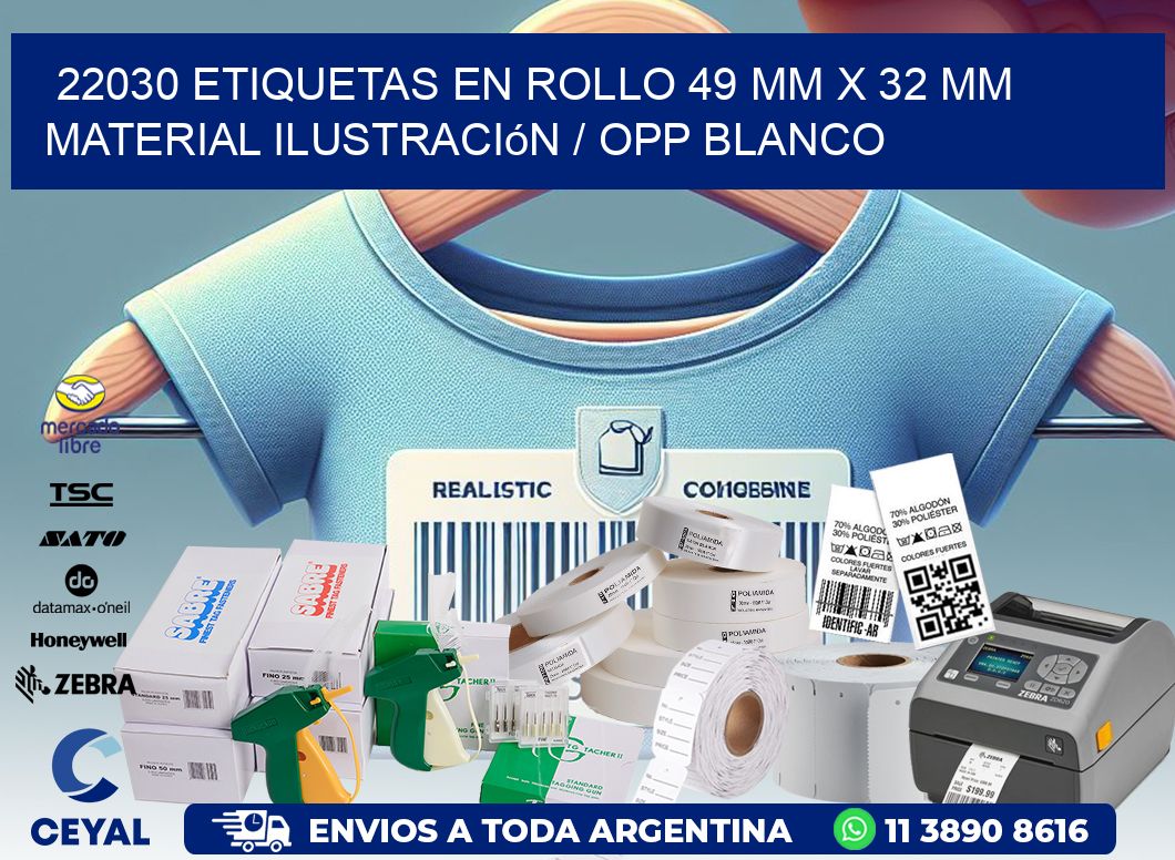 22030 Etiquetas en rollo 49 mm x 32 mm material Ilustración / OPP Blanco