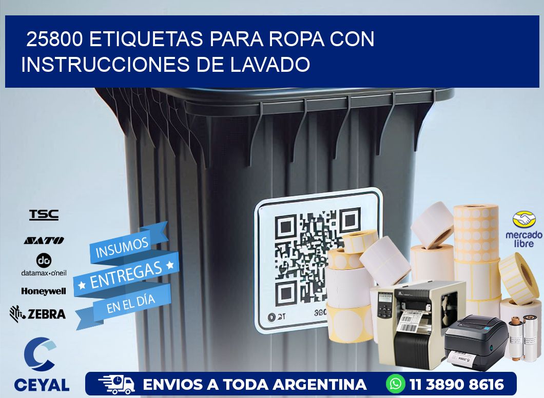 25800 etiquetas para ropa con instrucciones de lavado