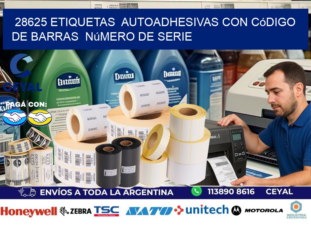 28625 etiquetas  autoadhesivas con código de barras  número de serie