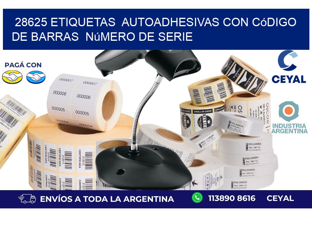 28625 etiquetas  autoadhesivas con código de barras  número de serie