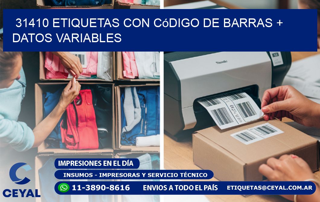 31410 etiquetas con código de barras + datos variables