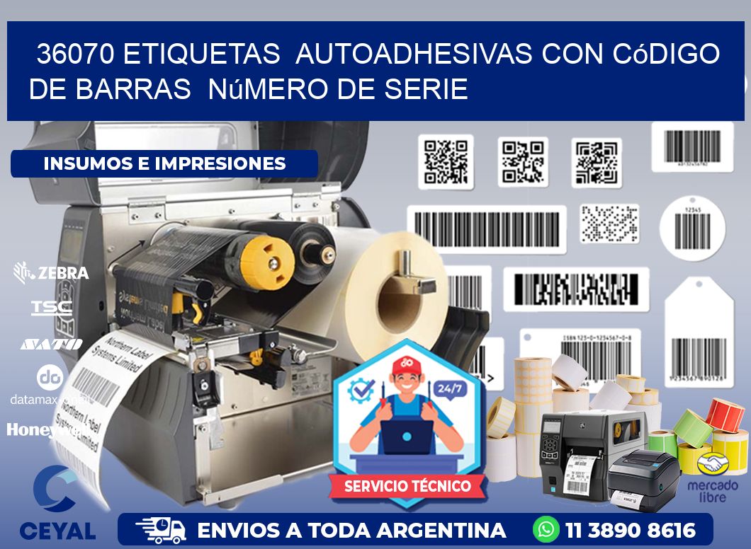 36070 etiquetas  autoadhesivas con código de barras  número de serie