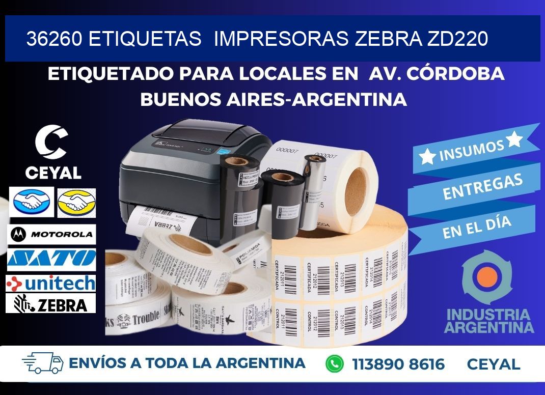 36260 etiquetas  impresoras zebra zd220