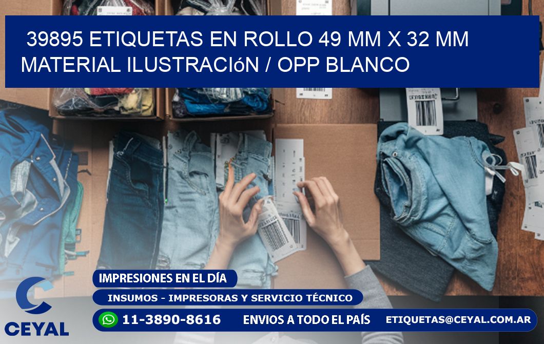 39895 Etiquetas en rollo 49 mm x 32 mm material Ilustración / OPP Blanco