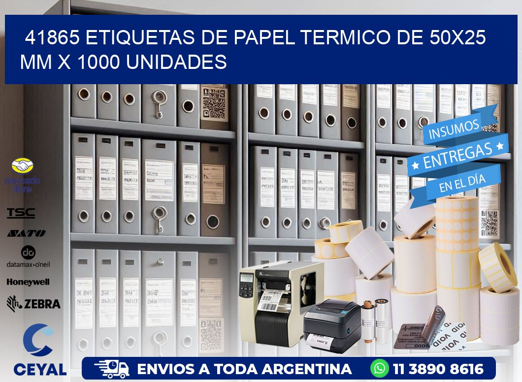 41865 Etiquetas De Papel Termico De 50x25 Mm X 1000 Unidades