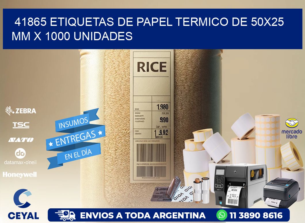41865 Etiquetas De Papel Termico De 50x25 Mm X 1000 Unidades
