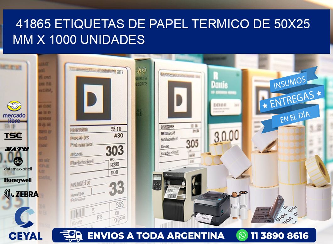 41865 Etiquetas De Papel Termico De 50×25 Mm X 1000 Unidades