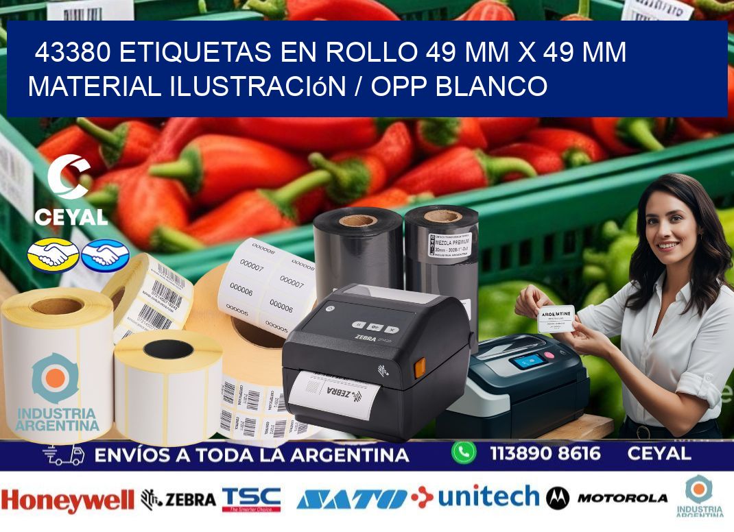 43380 Etiquetas en rollo 49 mm x 49 mm material Ilustración / OPP Blanco