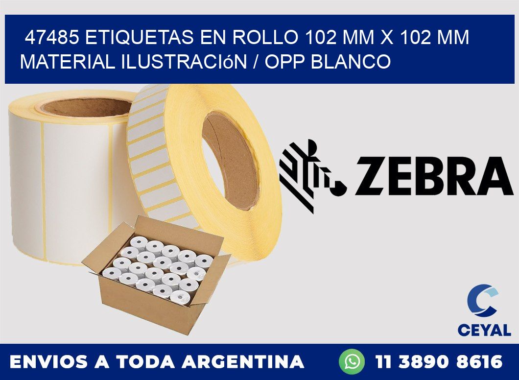47485 Etiquetas en rollo 102 mm x 102 mm material Ilustración / OPP Blanco