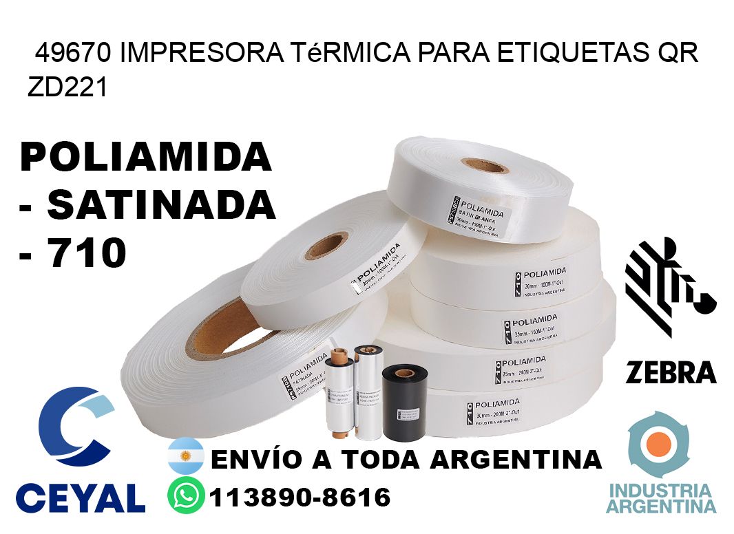 49670 impresora térmica para etiquetas QR ZD221
