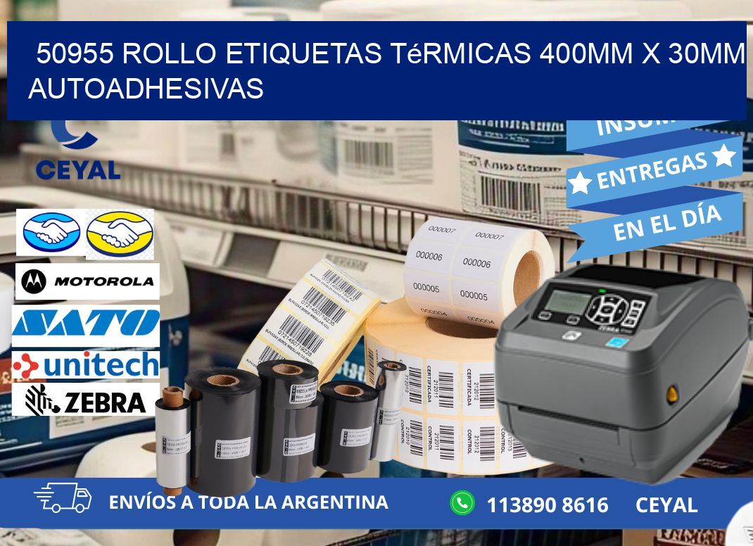 50955 Rollo Etiquetas Térmicas 400mm X 30mm Autoadhesivas