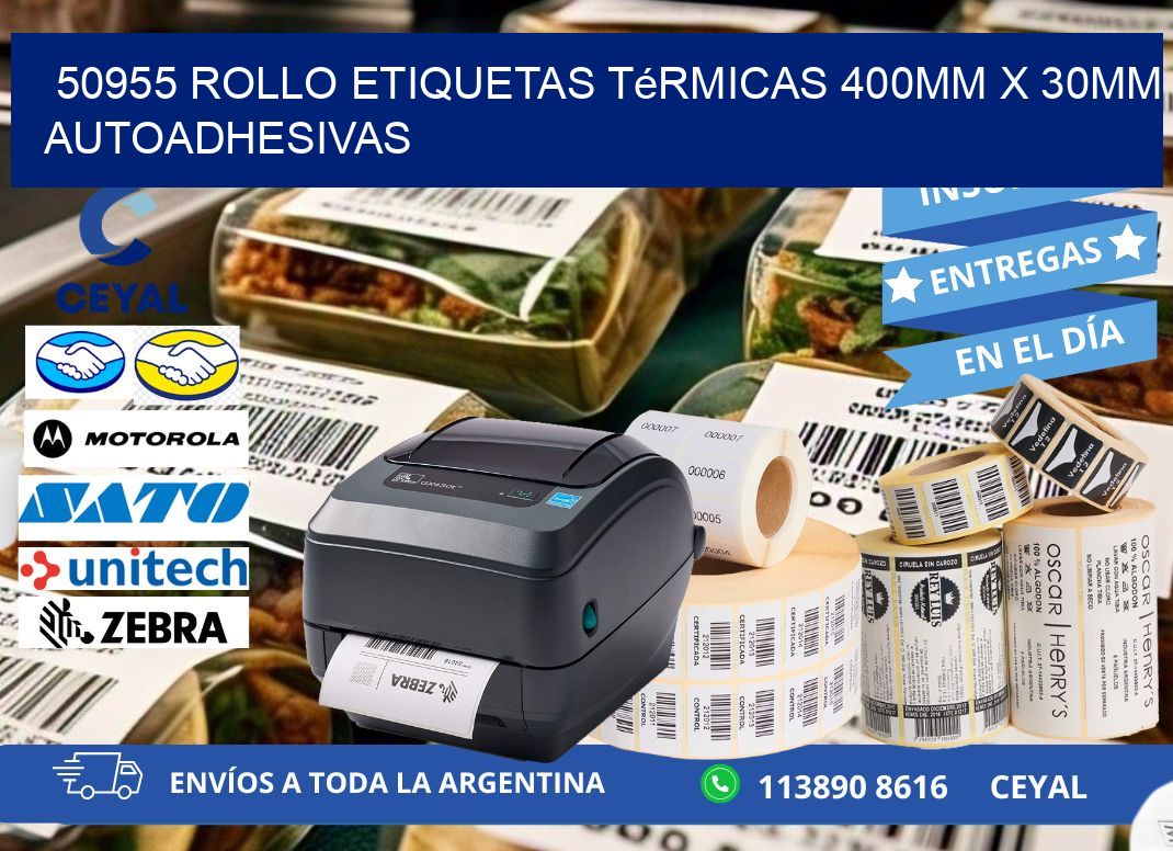 50955 Rollo Etiquetas Térmicas 400mm X 30mm Autoadhesivas