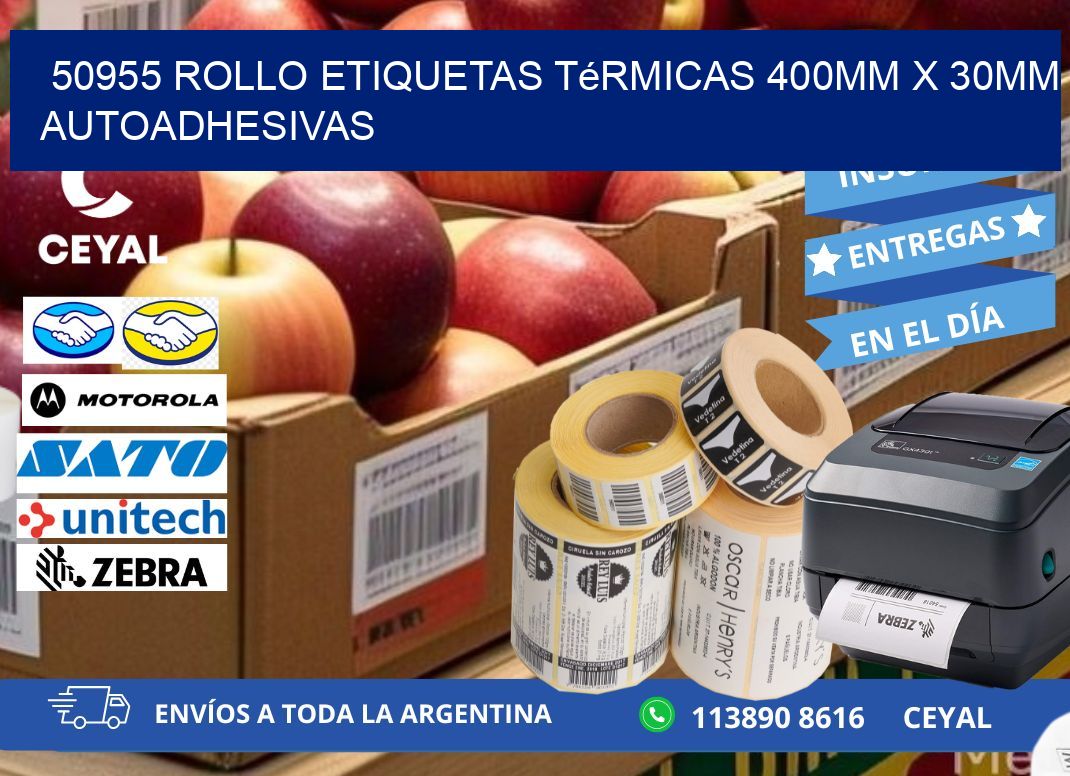 50955 Rollo Etiquetas Térmicas 400mm X 30mm Autoadhesivas