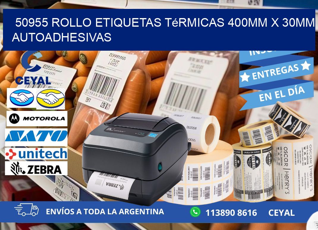 50955 Rollo Etiquetas Térmicas 400mm X 30mm Autoadhesivas