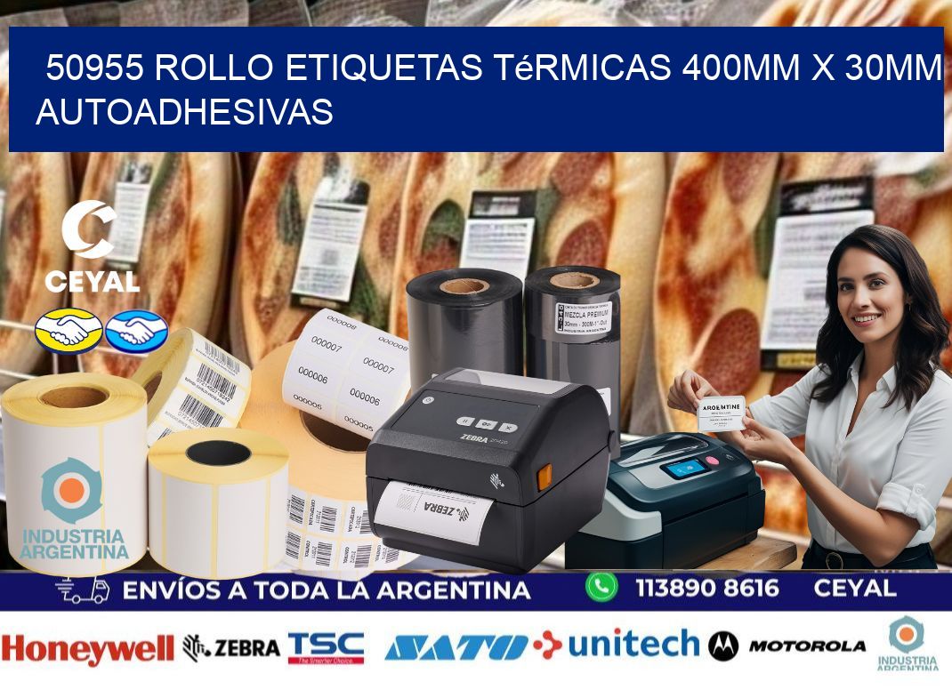 50955 Rollo Etiquetas Térmicas 400mm X 30mm Autoadhesivas