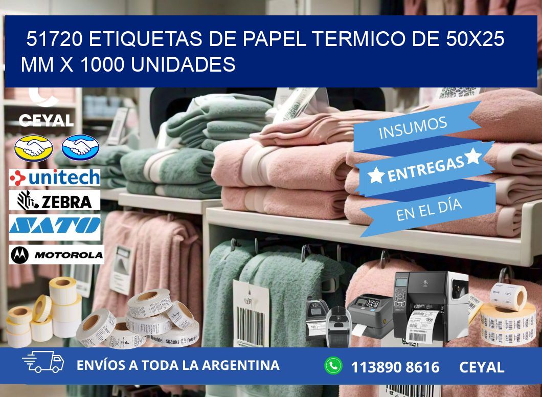 51720 Etiquetas De Papel Termico De 50x25 Mm X 1000 Unidades