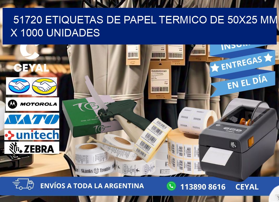 51720 Etiquetas De Papel Termico De 50x25 Mm X 1000 Unidades