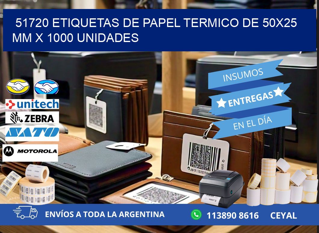 51720 Etiquetas De Papel Termico De 50×25 Mm X 1000 Unidades