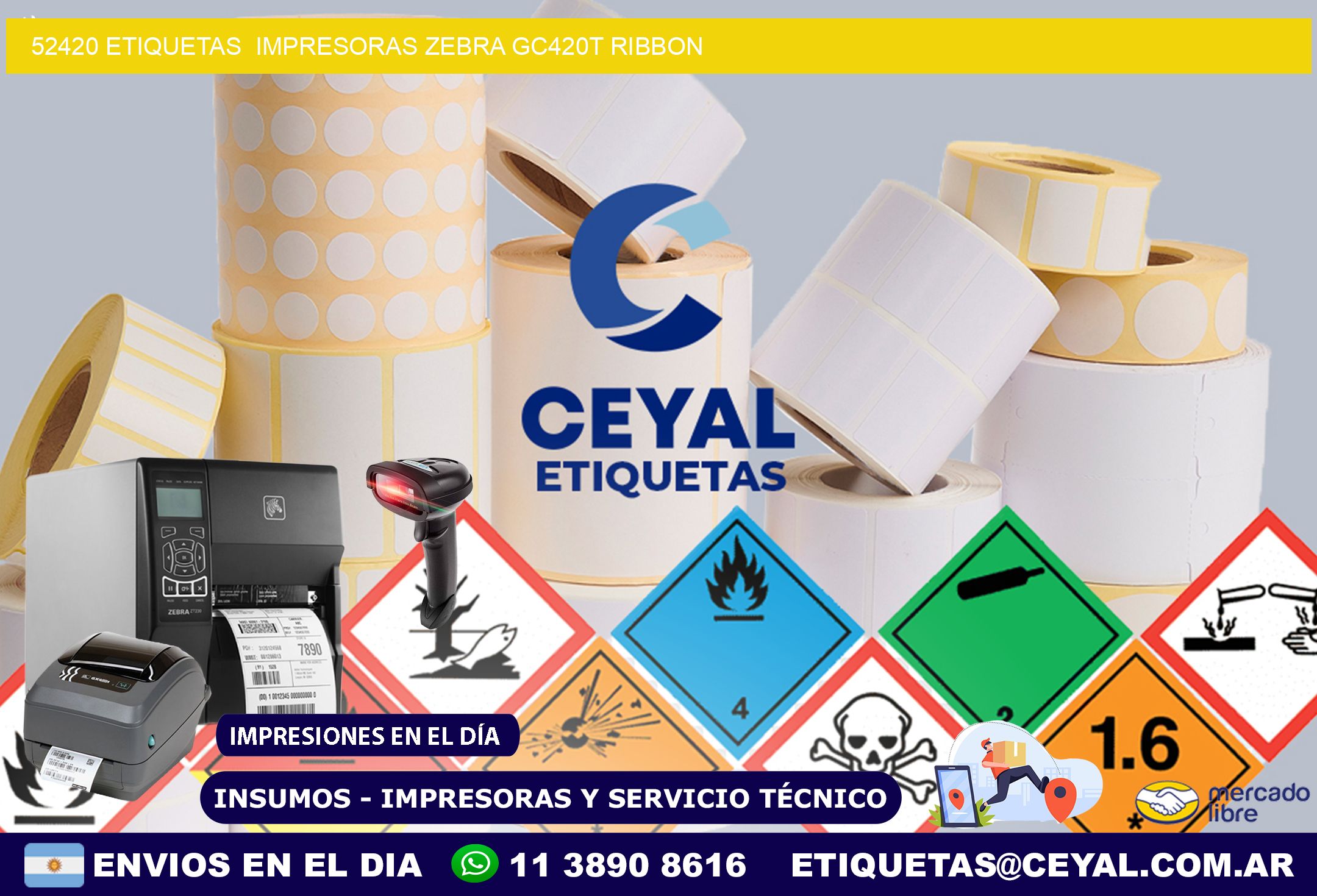 52420 etiquetas  impresoras zebra gc420t ribbon